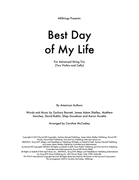 Best Day Of My Life (arr. Caroline McCaskey)