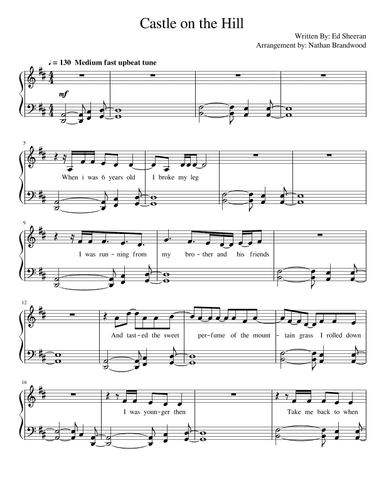 Castle On The Hill (arr. Nathan Brandwood)