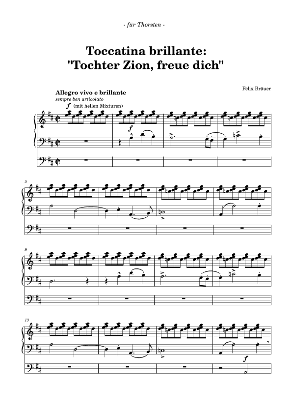 Toccatina brillante: "Tochter Zion, freue dich"