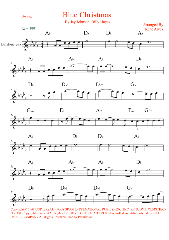 Blue Christmas (arr. Rene Alves)