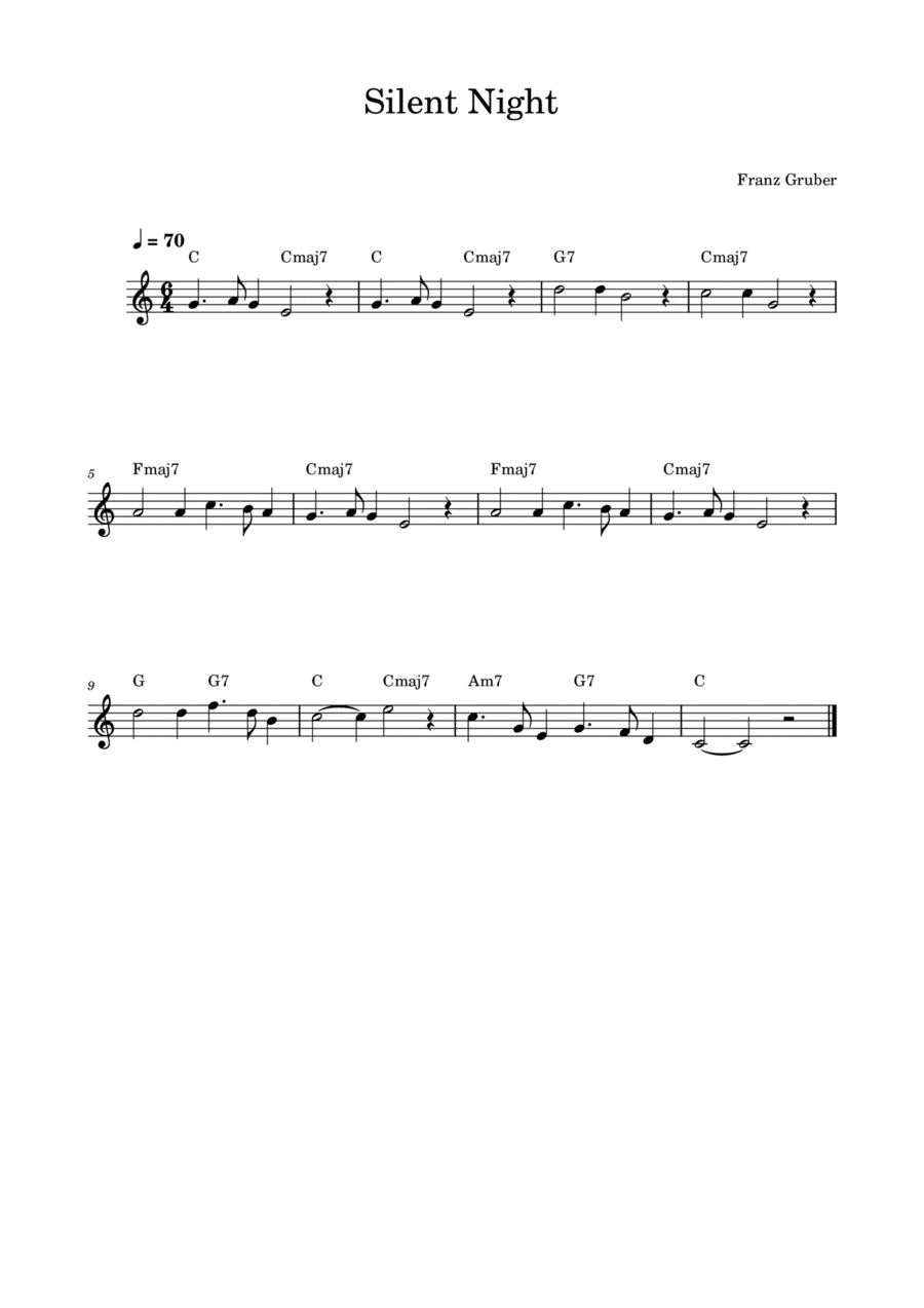 Silent Night - Main melody with chords for accompaniment (arr. Marianus)