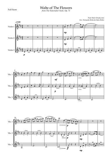 Waltz of The Flowers - from Nutcracker (P. I. Tchaikovsky) for Violin Trio (arr. Fernando Britto, Fabio Britto)