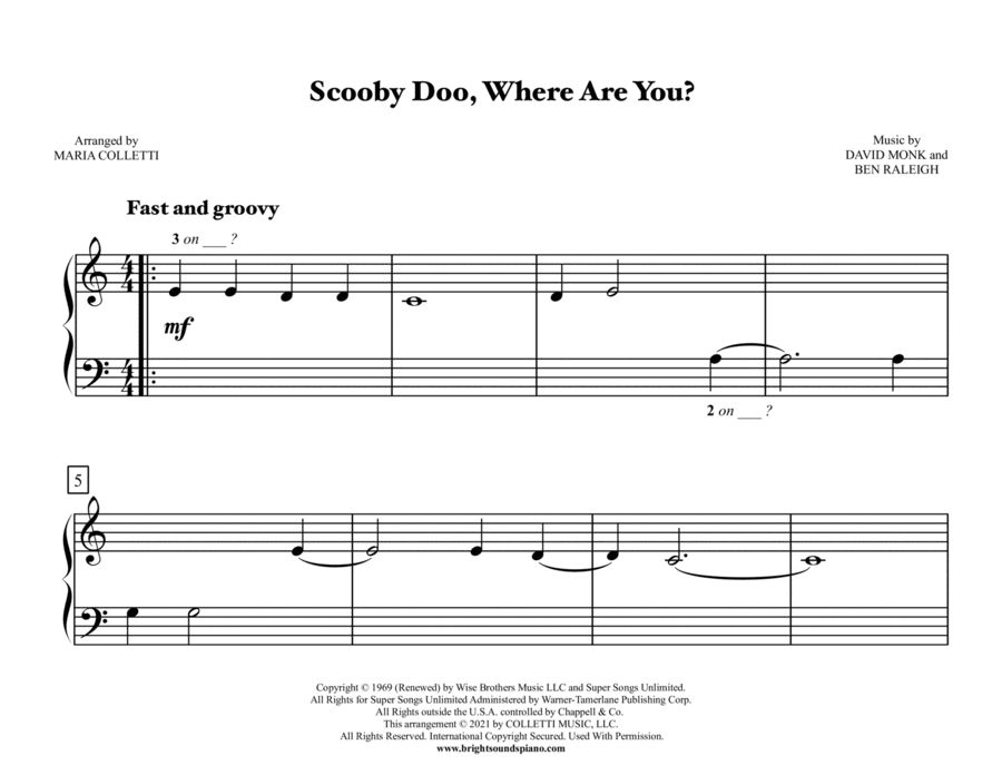 Scooby Doo, Where Are You? (arr. Maria Colletti)