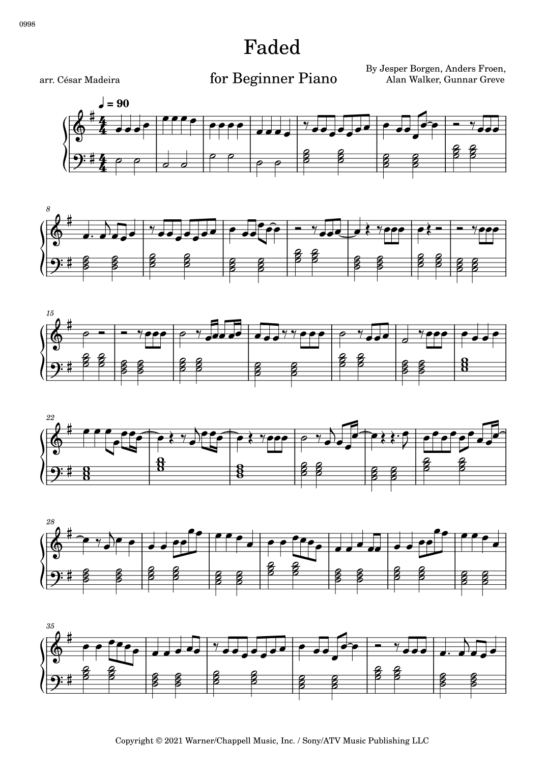 Faded (arr. César Madeira)