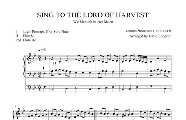 Sing To The Lord Of Harvest (Wie Lieblich ist der Maien) (arr. David Longroy)