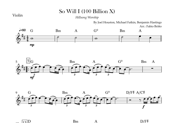 So Will I (100 Billion X) (arr. Fabio Britto)