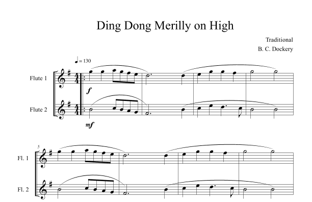 Ding Dong Merrily on High (Flute Duet) (arr. B. C. Dockery)