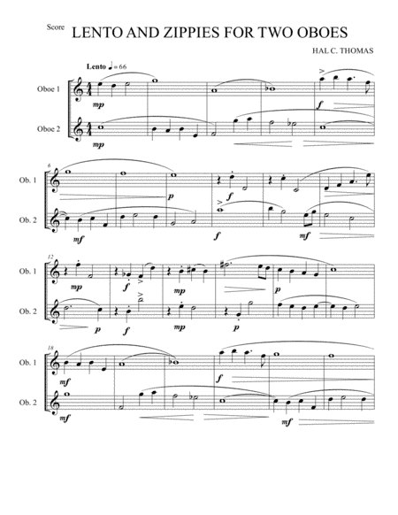 Lento and Zippies for two Oboes