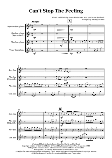 Can't Stop The Feeling! (arr. Kayleigh Huelin)