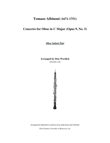 Concerto for Oboe in C Major, Op. 9 No. 5 (arr. Don Werdick (1946 - ))