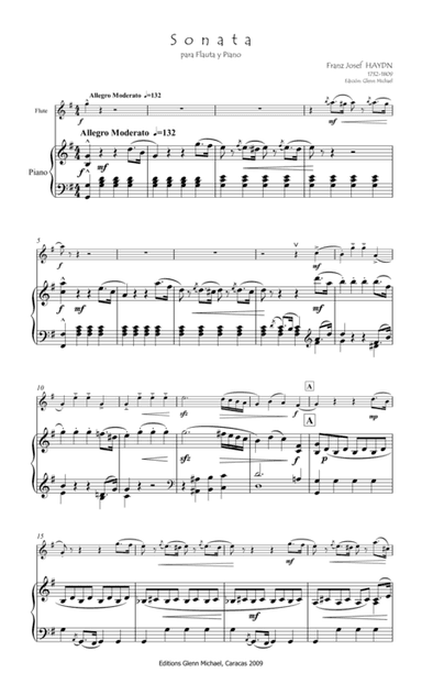 Haydn, Sonata for flute & piano (arr. Editions Glenn Michael, Caracas, Venezuela)