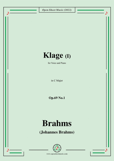 Brahms-Klage I,Op.69 No.1 in C Major (arr. Open Cloud)