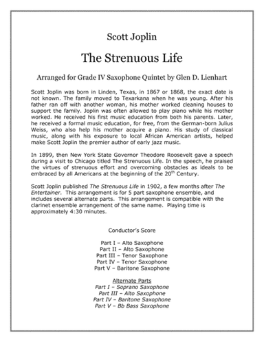 The Strenuous Life (Sax Quintet) (arr. Glen D. Lienhart)