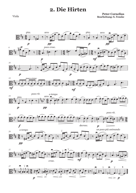 Peter Cornelius Weihnachtslieder - 2. Die Hirten Viola (arr. Sabine Fenske)