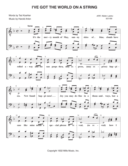 I've Got The World On A String (arr. Walter Latzko)