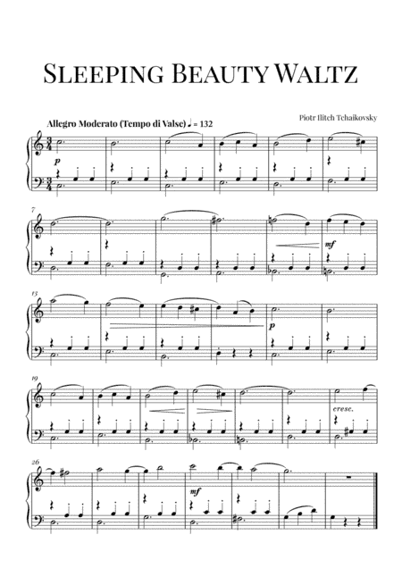 Tchaikovsky: Sleeping Beauty Waltz (Easy Piano) (arr. Cadenza Editions)