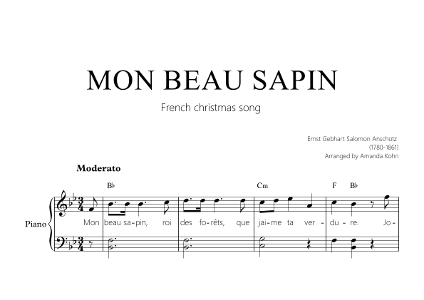 Mon beau Sapin - Easy christmas song (arr. Amanda Kohn)
