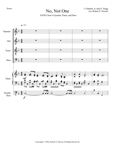 No, Not One (arr. Robert E. Proctor)