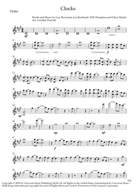 Clocks (arr. Caroline Pearsall)