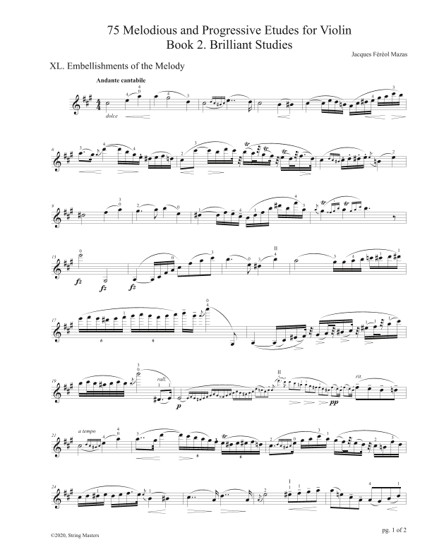 Mazas 75 Melodious & Progressive Etudes for Violin Book 2, No. 40 (arr. String Masters)