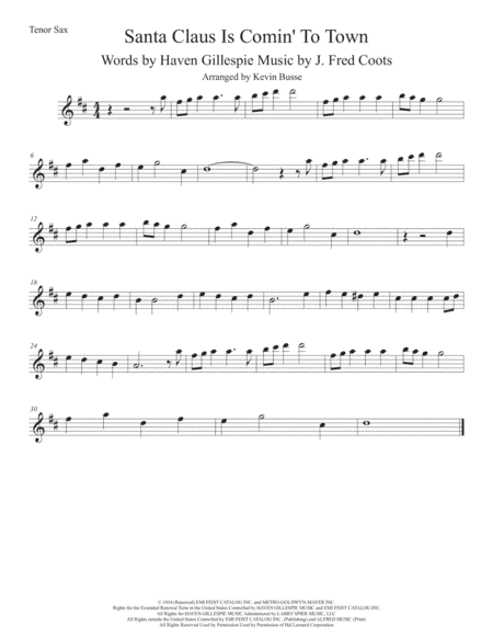 Santa Claus Is Comin' To Town (arr. Kevin Busse)