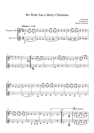 We Wish You a Merry Christmas (arr. Gildson Cerqueira)