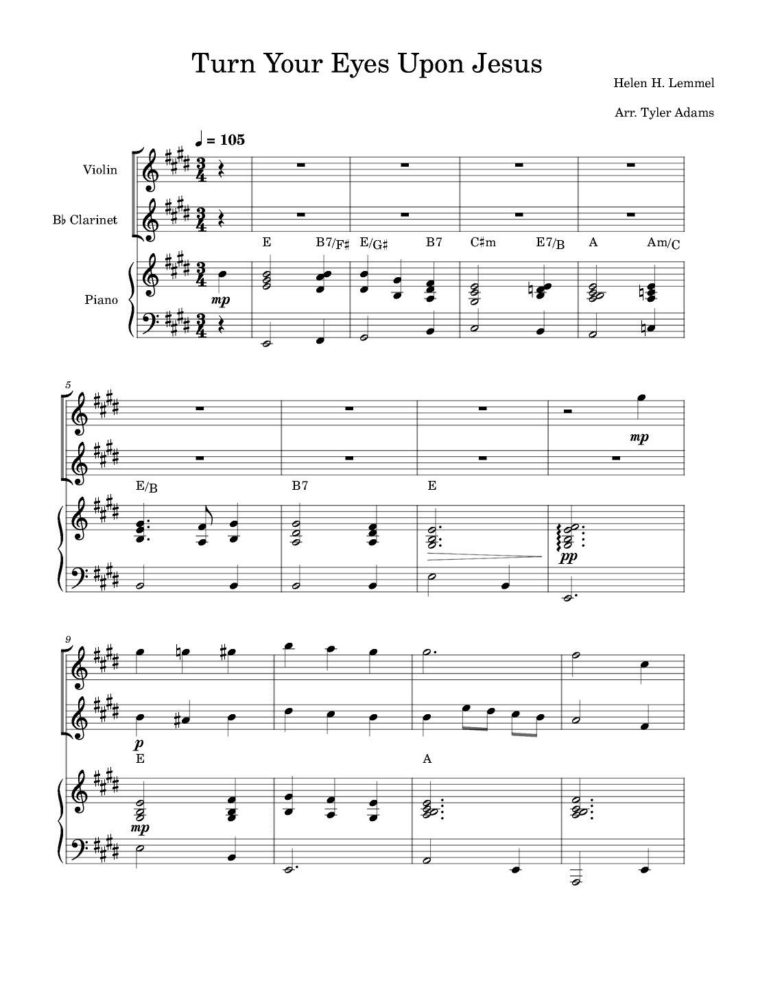 Turn Your Eyes Upon Jesus (Violin and Clarinet Duet with Piano) (arr. Tyler Adams)