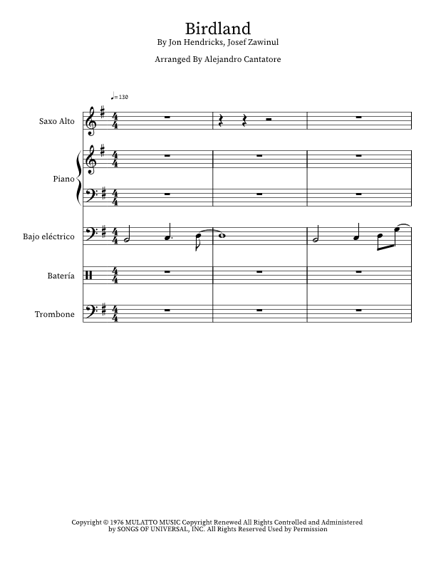 Birdland (arr. Alejandro Cantatore)