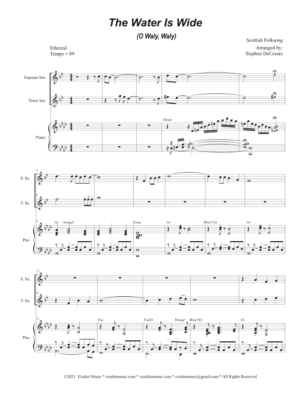The Water Is Wide (O Waly, Waly) (Duet for Soprano and Tenor Saxophone) (arr. Stephen DeCesare)