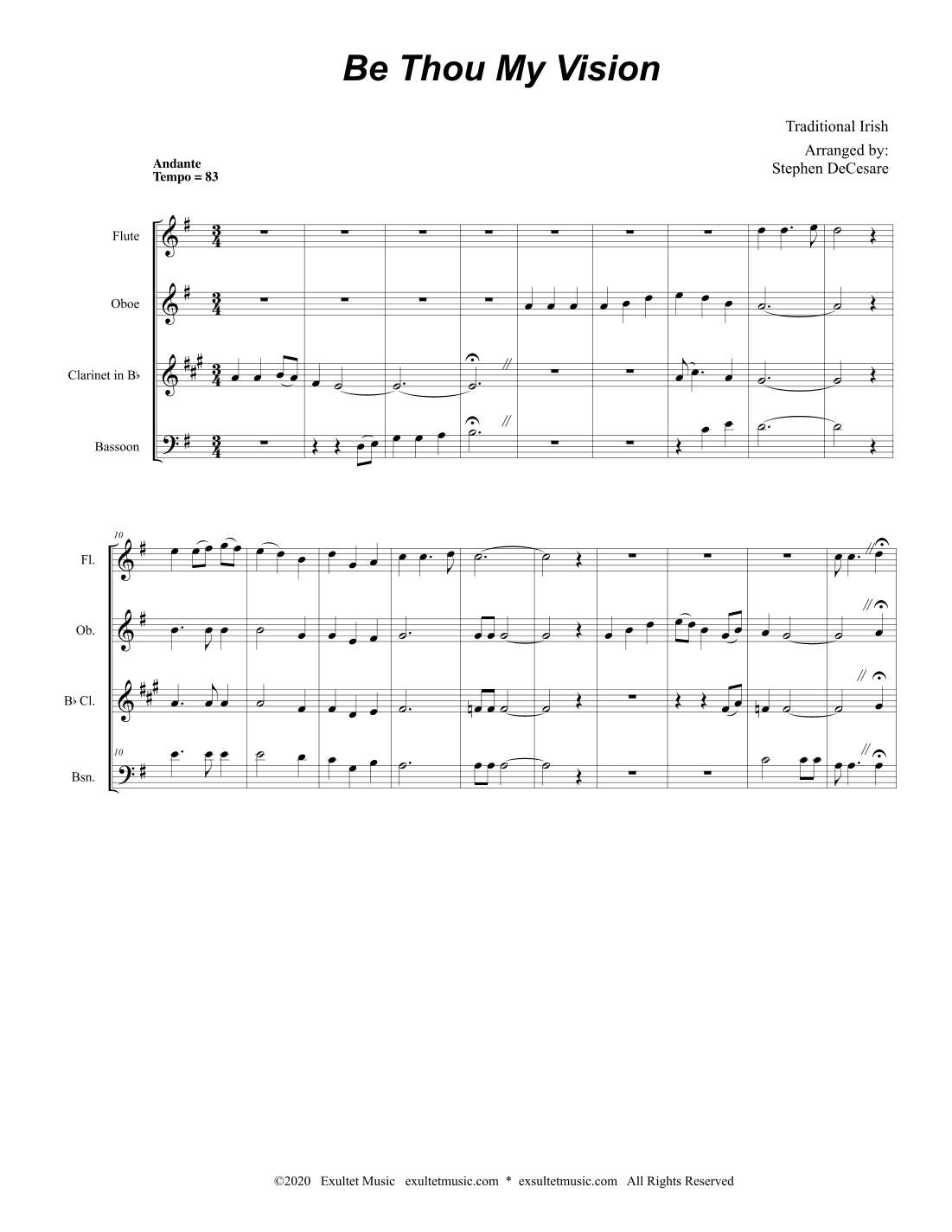 Be Thou My Vision (Woodwind Quartet and Piano) (arr. Stephen DeCesare)