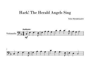 Hark! The Herald Angels Sing (Easy Cello Solo) (arr. Gisele Sant'Ana)