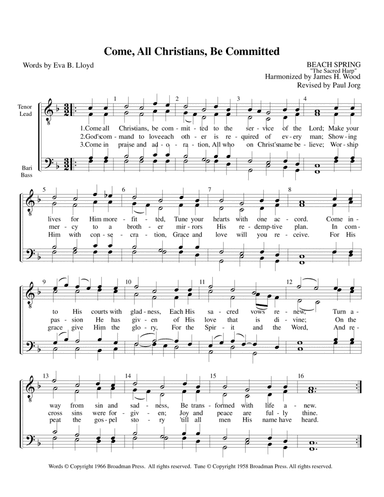 Come Christians, Be Committed (arr. Paul A. Jorg)