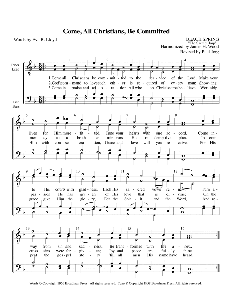 Come Christians, Be Committed (arr. Paul A. Jorg)