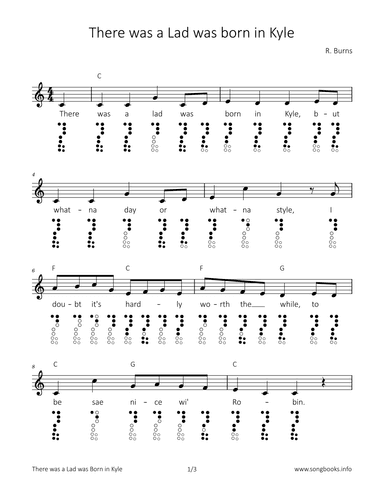 There was a Lad was born in Kyle (arr. songbooks.info)