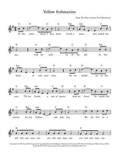 Yellow Submarine (arr. Julie Wormald)