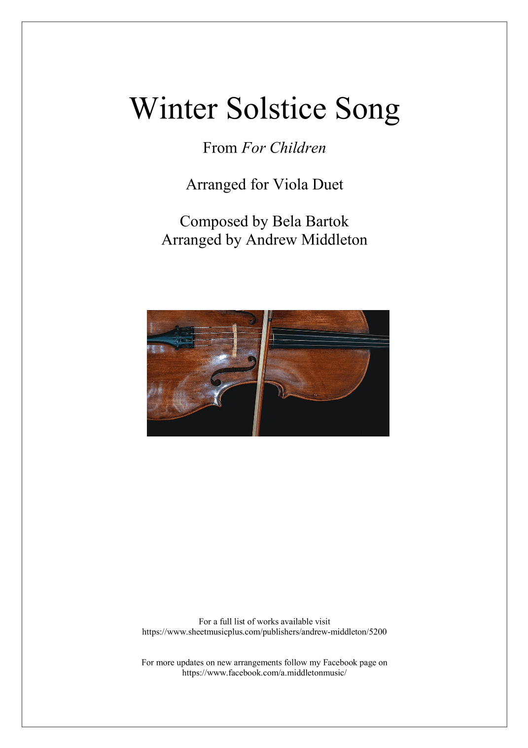 Winter Solstice Song arranged for Viola Duet (arr. Andrew Middleton)