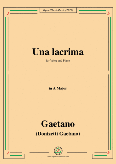 Donizetti-Una lacrima,in A Major,for Voice and Piano (arr. MSM)
