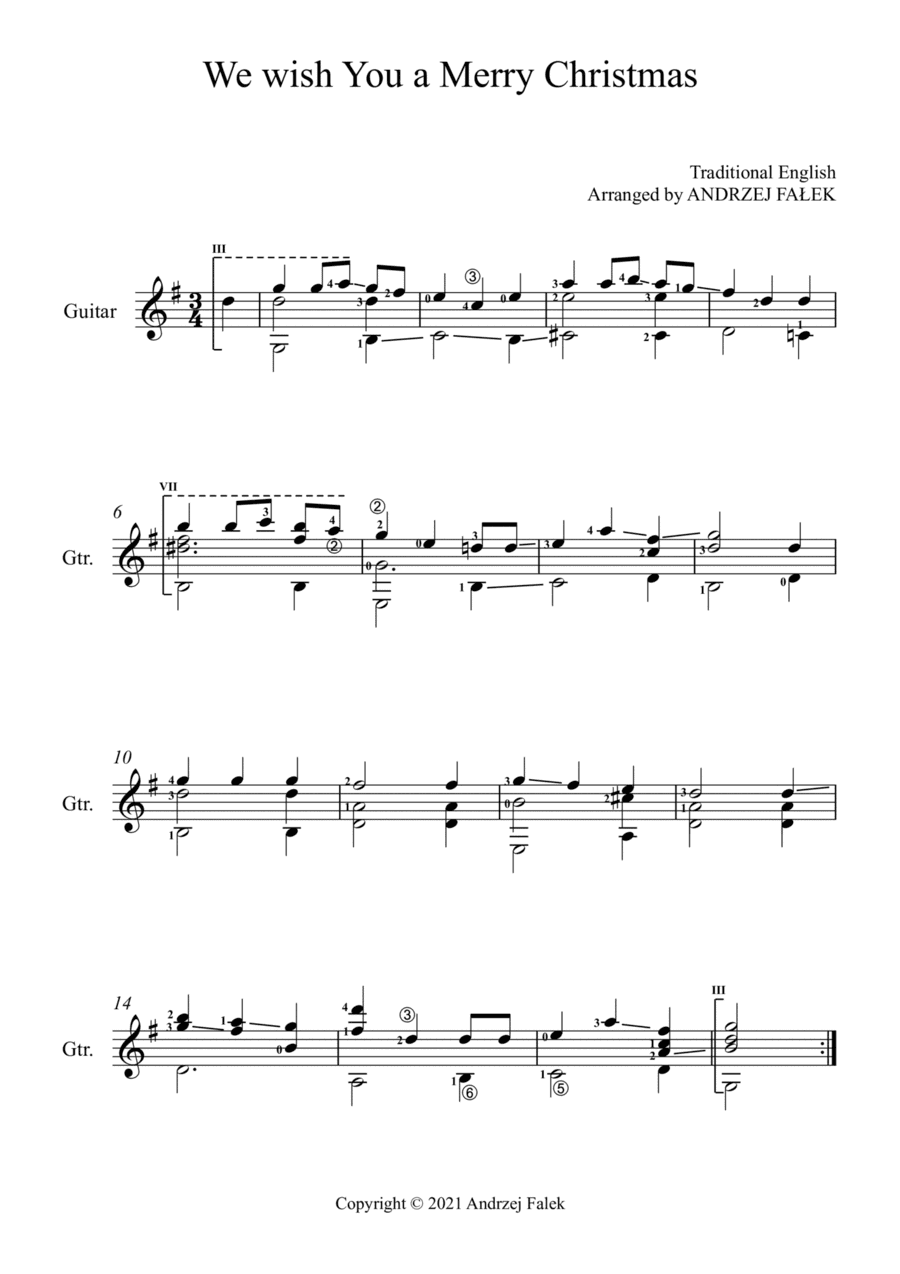 We Wish You A Merry Christmas (G) (arr. Andrzej Falek)