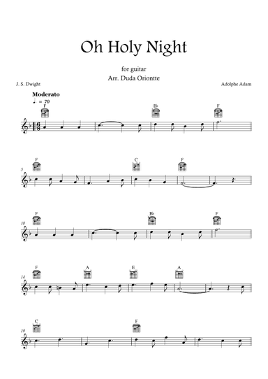 Oh Holy Night (F major - TABS - no lyrics) (arr. Duda Oriontte)