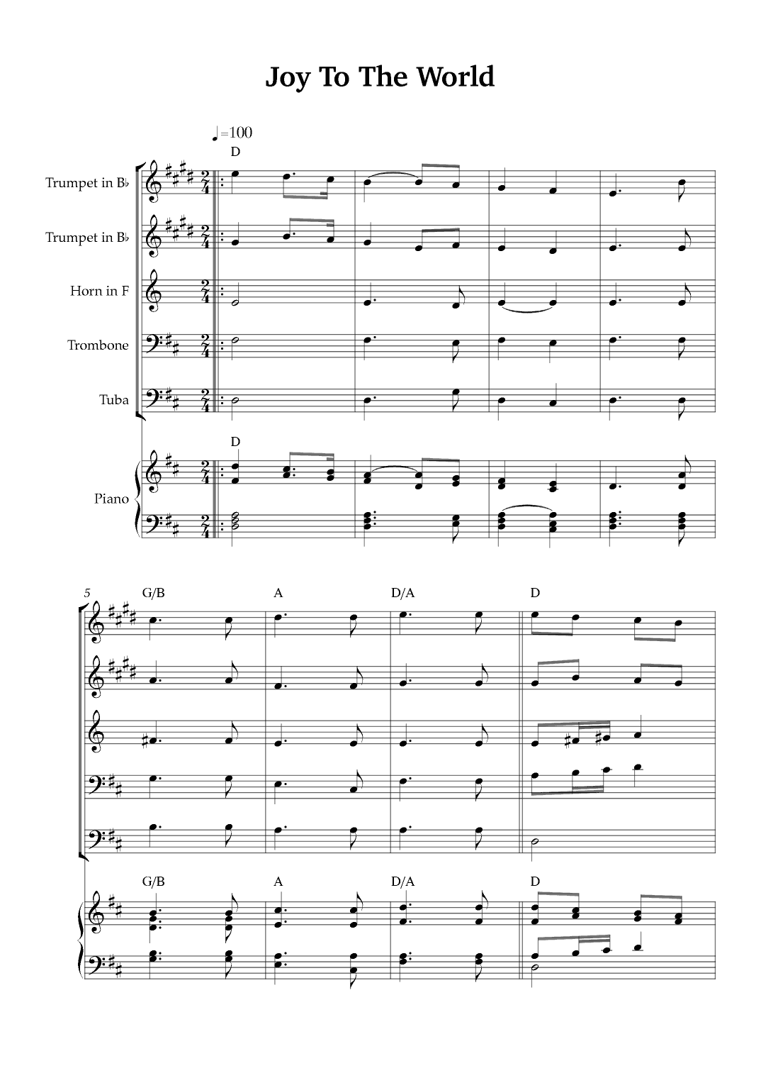Joy To The World (arr. Karen Gueiros)