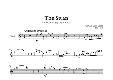 The Swan for Intermediate Violin (arr. Marcos Soares)