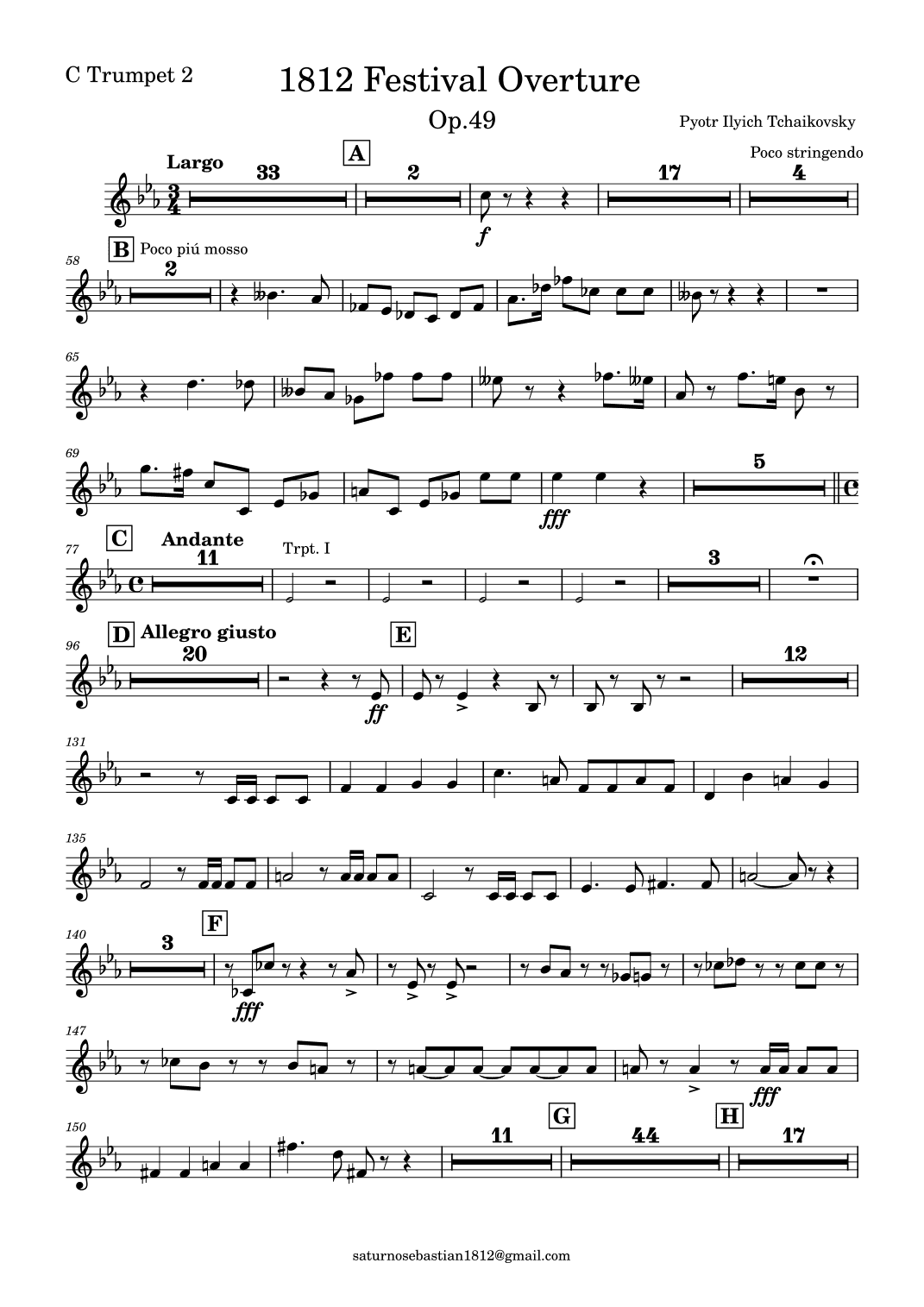 1812 (Festival Overture) Tchaikovsky Trumpet 2 in C (arr. Whitney Angulo Jr.)