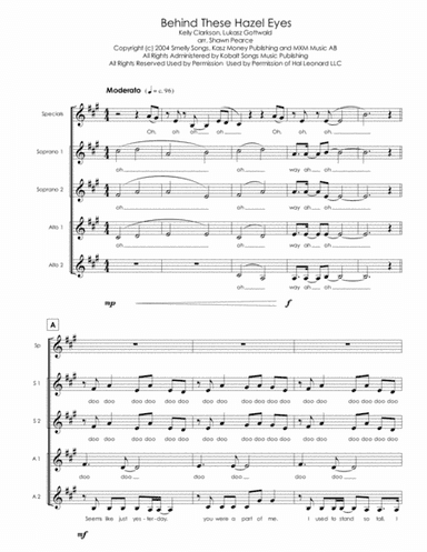 Behind These Hazel Eyes (arr. Shawn Pearce)