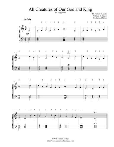 All Creatures of Our God and King - for easy piano (arr. Samuel Stokes)