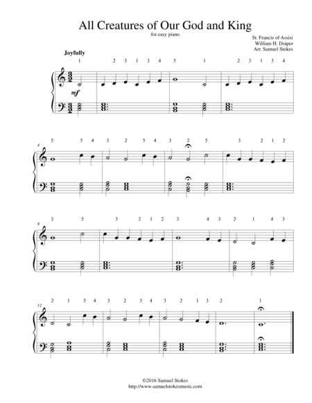 All Creatures of Our God and King - for easy piano (arr. Samuel Stokes)