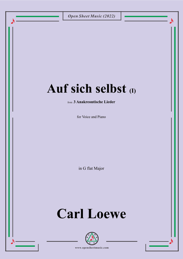 Loewe-Auf sich selbst(I),in G flat Major,from 3 Anakreontische Lieder (arr. OSM Press)