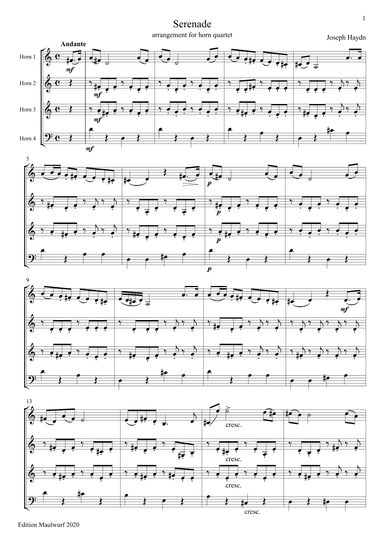 Serenade (arr. Edition Maulwurf)