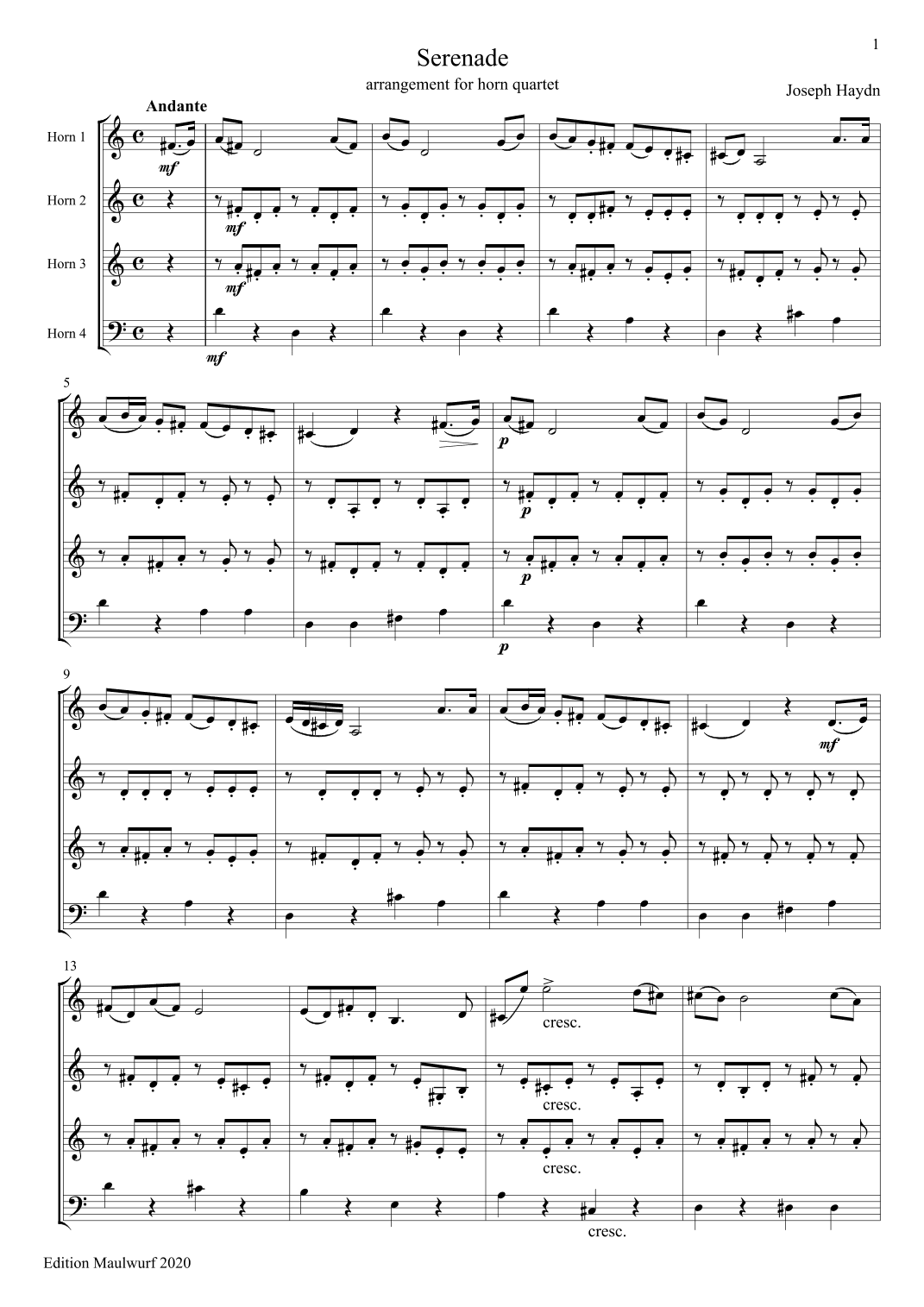 Serenade (arr. Edition Maulwurf)