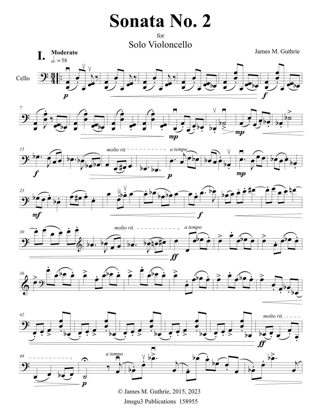 Guthrie: Sonata No. 2 for Solo Cello