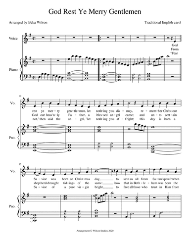 God Rest Ye Merry Gentlemen--vocal solo (treble clef) (arr. Beka Wilson)